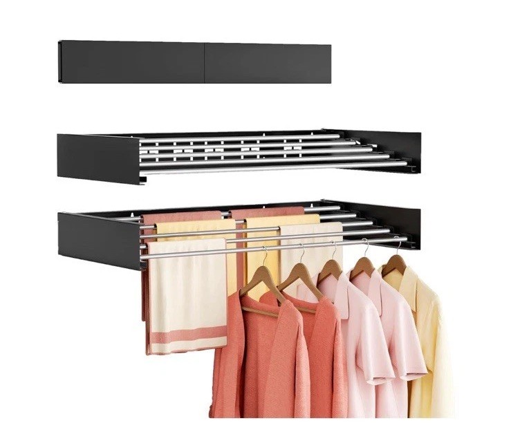 40” Wall Mounted Clothes Drying Rack Folding, Foldable Laundry Drying Rack