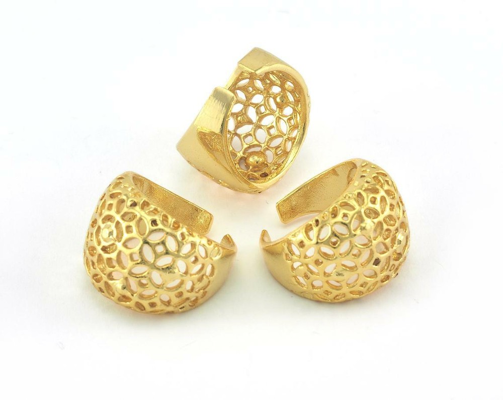 Shiny Gold Plated Adjustable Ring brass 19mm 9US inner size - Adjustable 2667