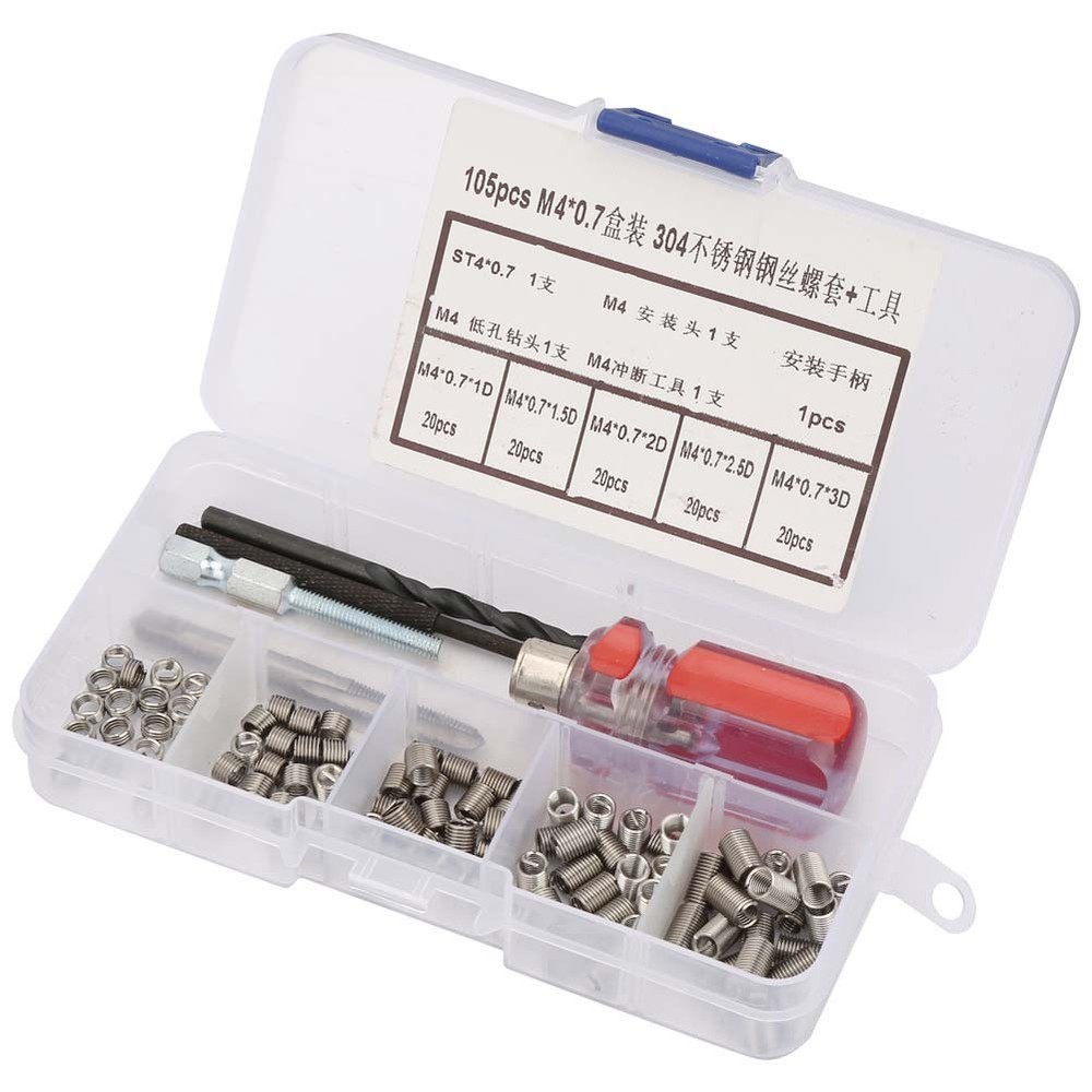 105Pcs Wire Thread Insert Set High Strength Thread Repair Kit