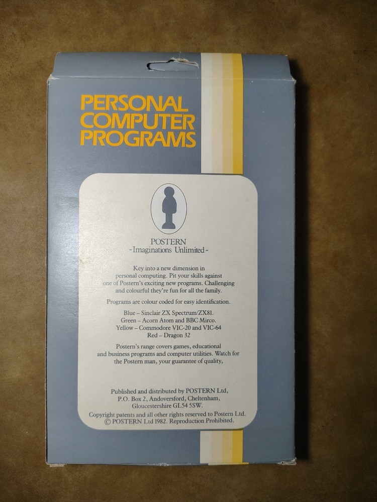 Commodore VIC-20 Postern Shadowfax Cassette - Art Boxed & Working 1982