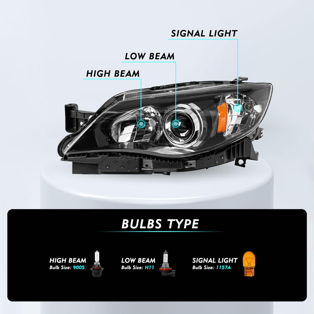 Projector Headlight Assembly Replacement for 2008-2011 Subaru Impreza Outback Sp