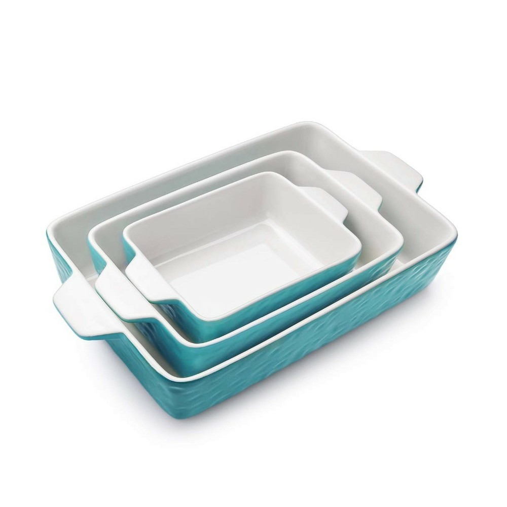 Bakeware Set, Krokori Rectangular Baking Pan Ceramic Glaze Baking Dish for Co...