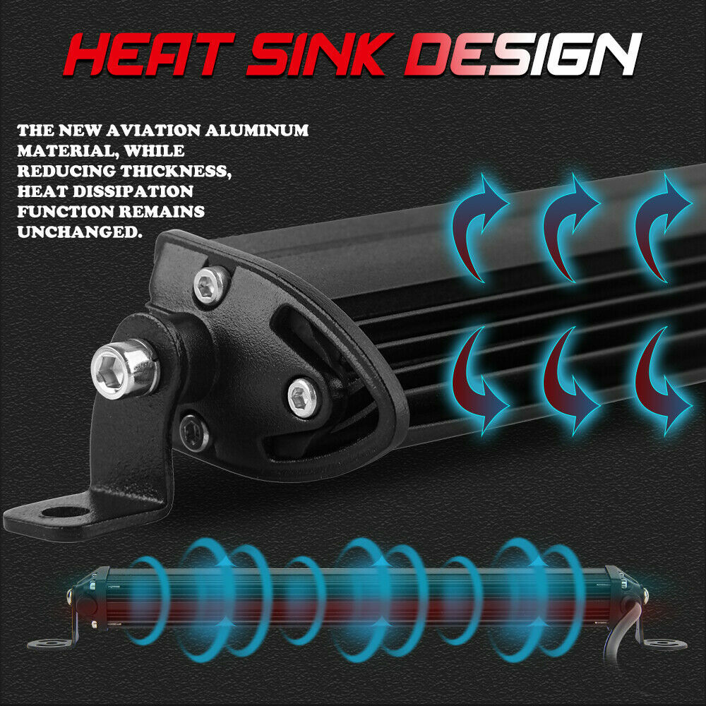 2X 30/32" Slim LED Light Bar + Wire For Ford F250 F350 Super Duty Grill Mount