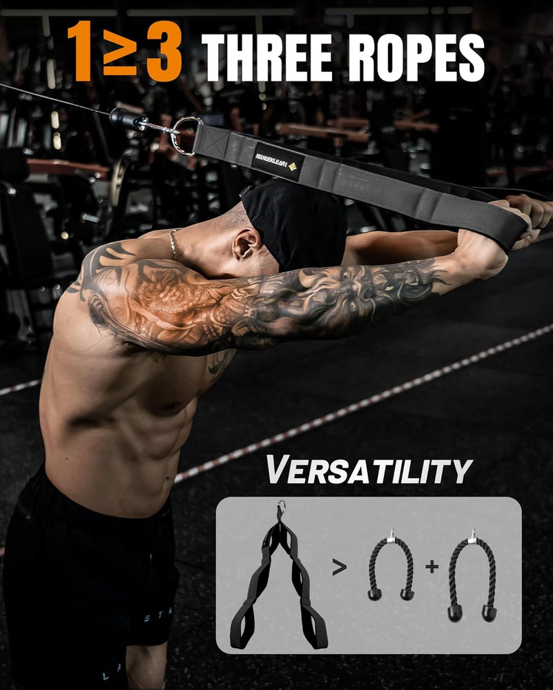 Tricep Rope Cable Attachment Handles Gym Pull Down Pushdown Face Pull
