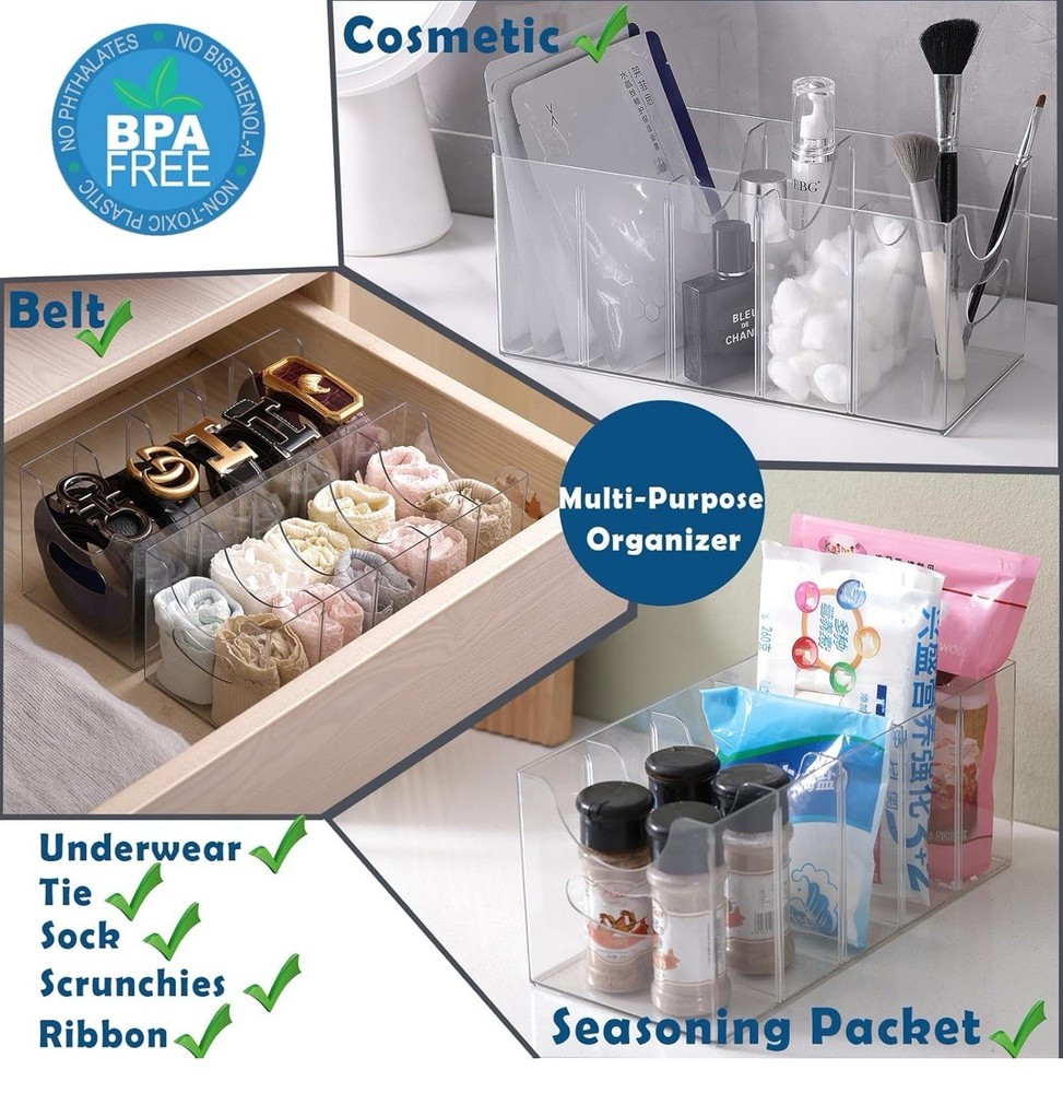 Transparent stackable belt rack, suitable for closet and drawer storage -
