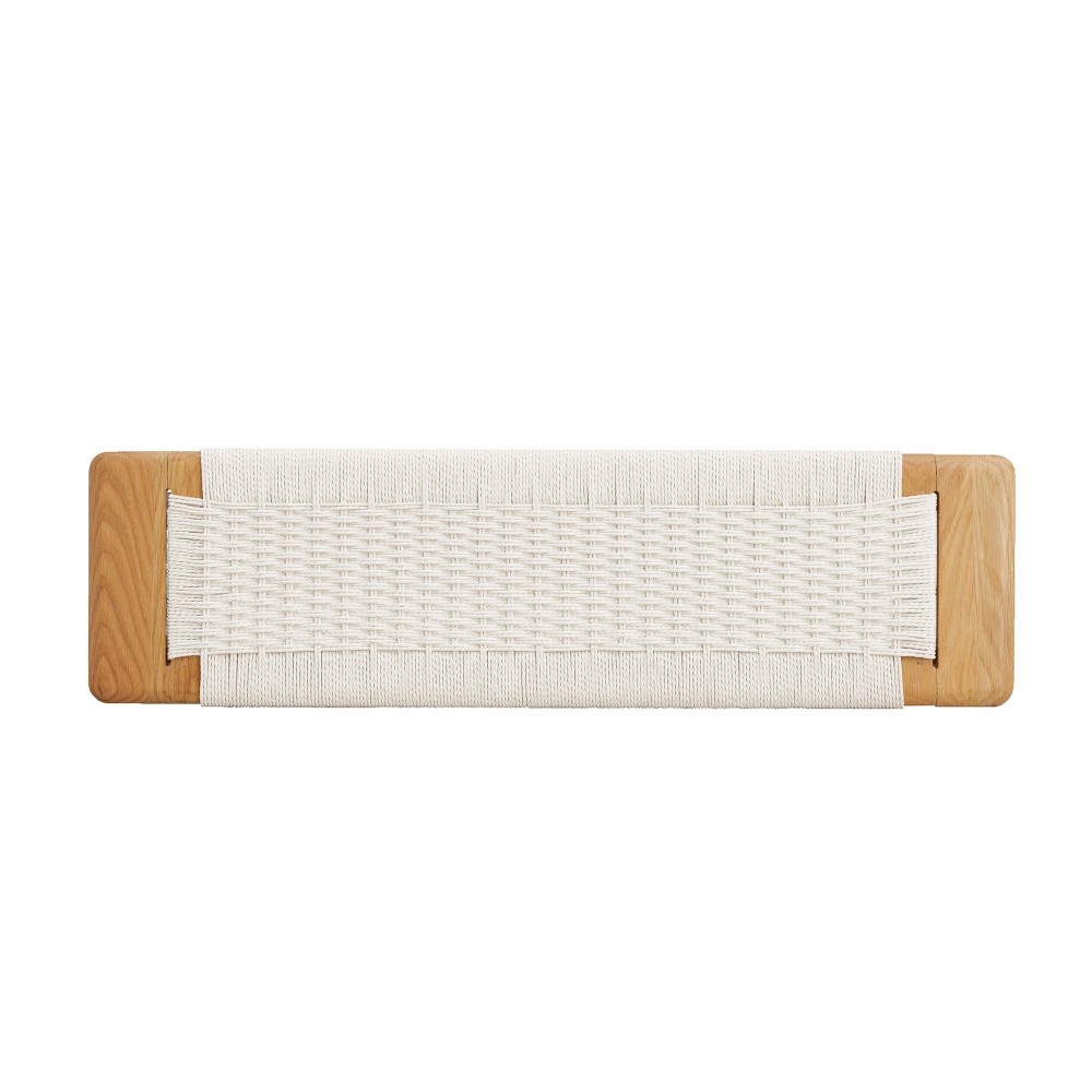 Bed Bench Solid Oak Features Hand-Woven Seat Multi-Functional