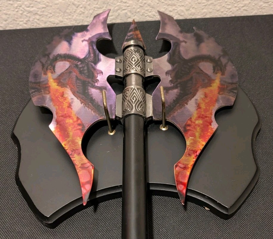 Flame Chaser Double Head Dragon Axe With Plaque
