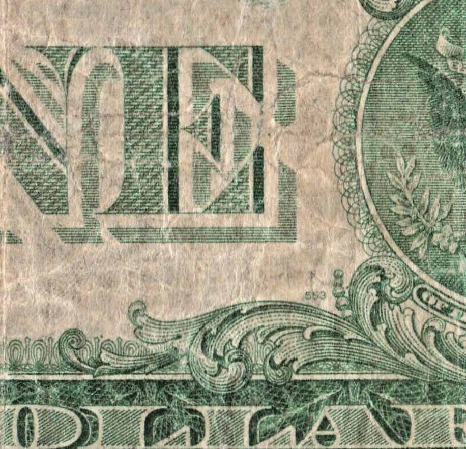 1935 $1 One Dollar Silver Certificate Double Date Gutter Fold Error, Circulated