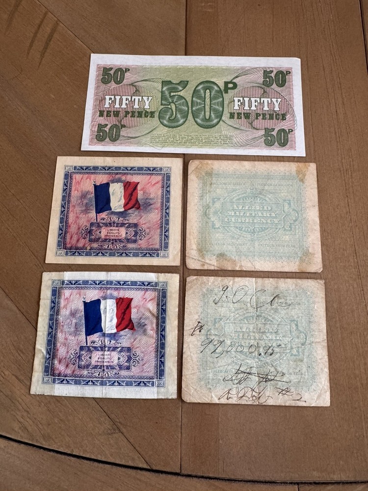 Lot of 5 WW2 Military notes