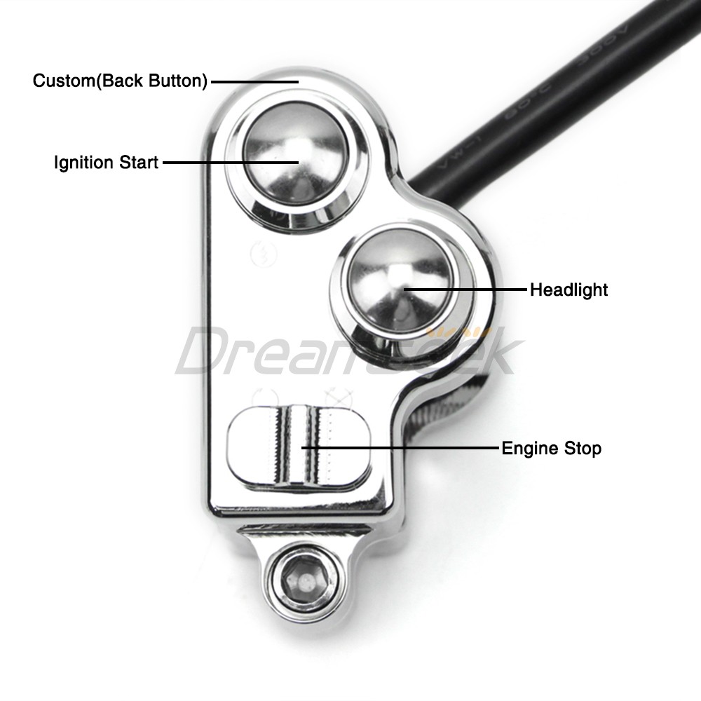 Chrome 25mm Universal Handlebar Switch Horn Button Control for Harley Motorcycle