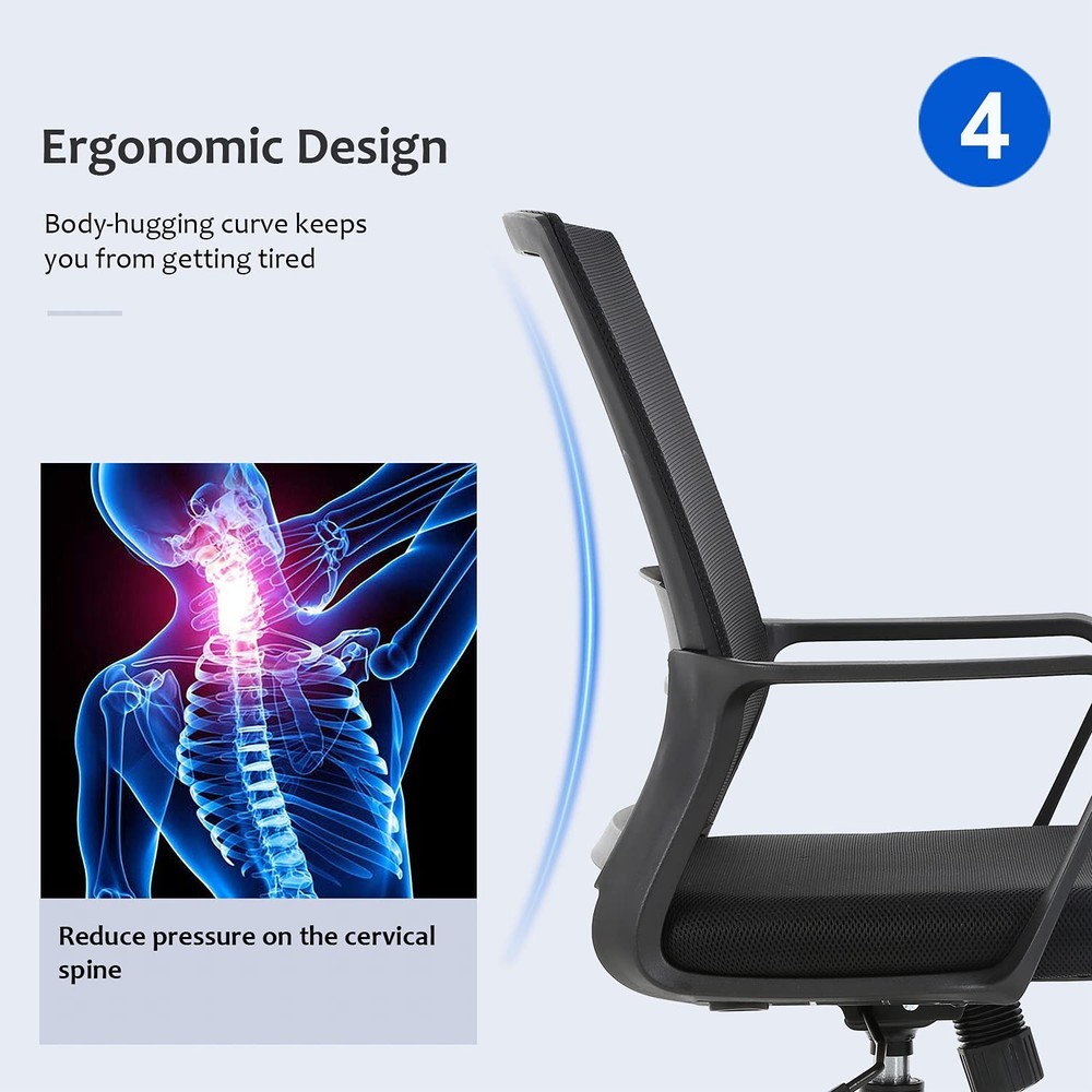 Ergonomic Office Chair Mid Back Mesh with Armrests