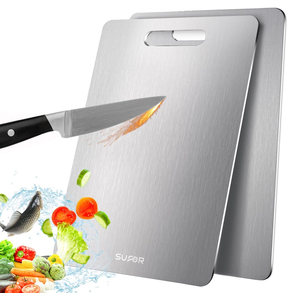 2 Pack Titanium Cutting Board, 100% Pure Titanium Cutting Boards For Kitchen,...