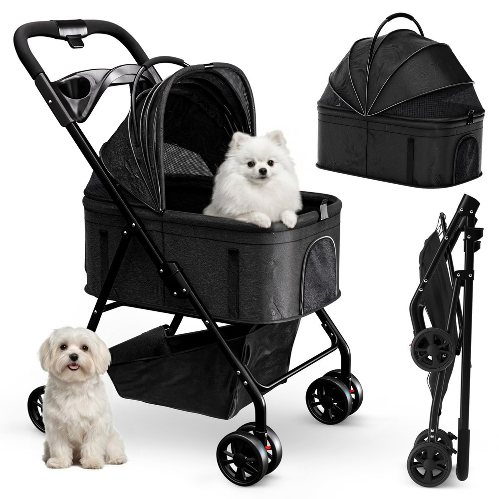 Pet Stroller 3 in 1 Foldable Dog Stroller, Cat Strollers, Foldable pet Stroll...