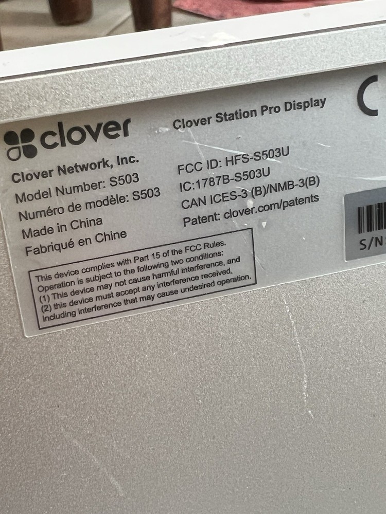 Clover POS System S503 C503 P500 POS Terminal Display Please Read DESCRIPTION.