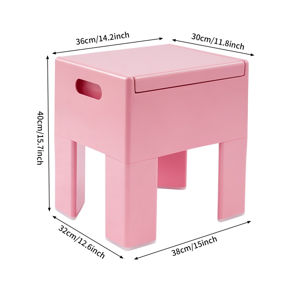 38*32*40cm Storage Stool，Multifunctional End Table，Pink Low Stool，ABS Side Table