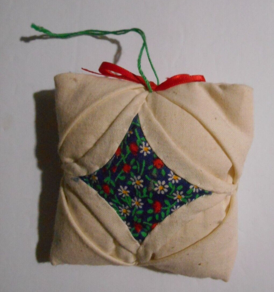 Handmade Cathedral Window Quilt Square Christmas Ornament