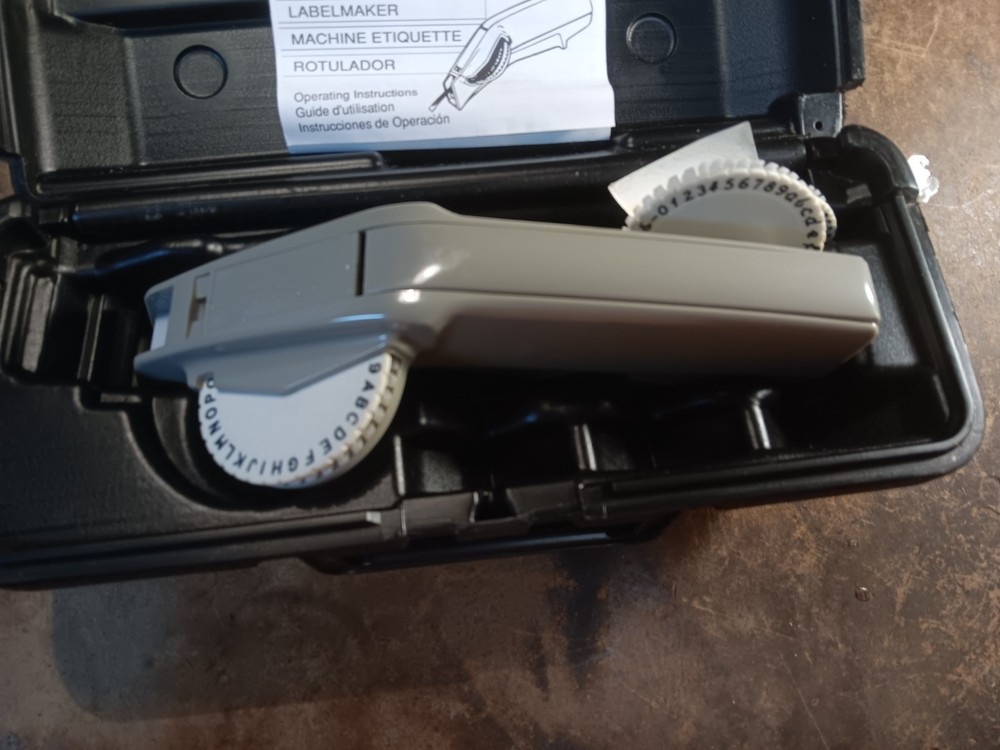 Vintage Dymo Organizer Label Maker with Case, Multiple Wheels