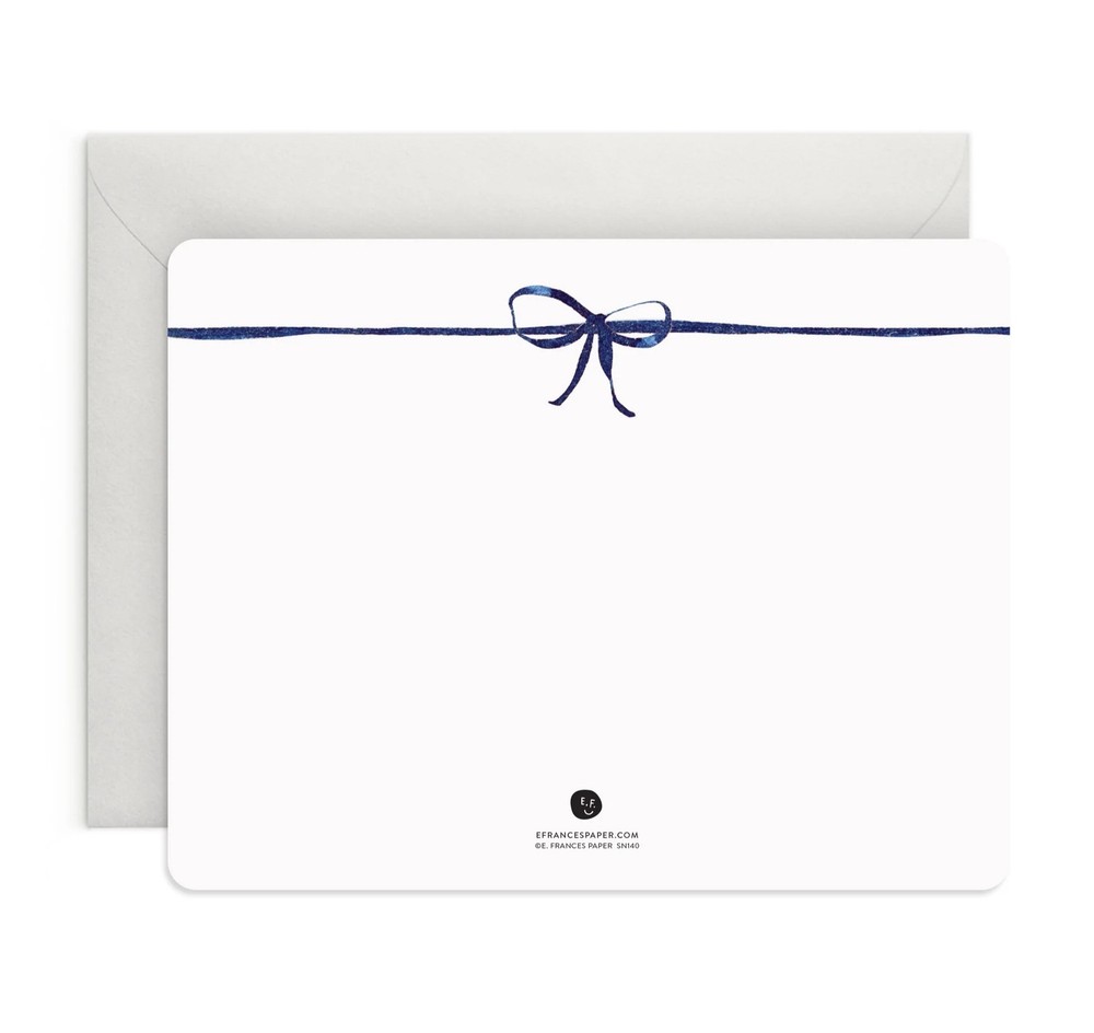 E. Frances - Navy Bow Flat Notes, Box of 8