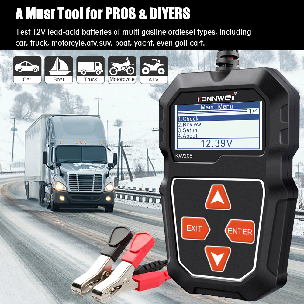 Car Battery Analyzer 12V Battery Tester Load Charging Cranking System Test Tool