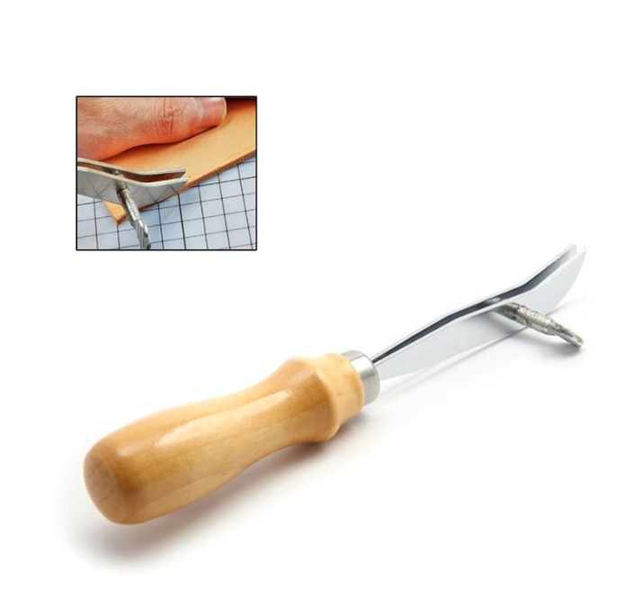 Adjustable Leather Edge Creaser Skiving Tool Professional Wood Handle DIY Tools