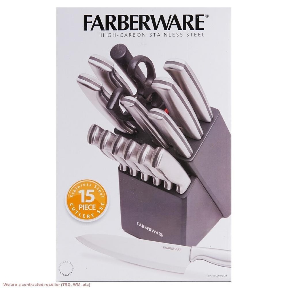 Farberware 15pc Stainless Steel Knife Block Set