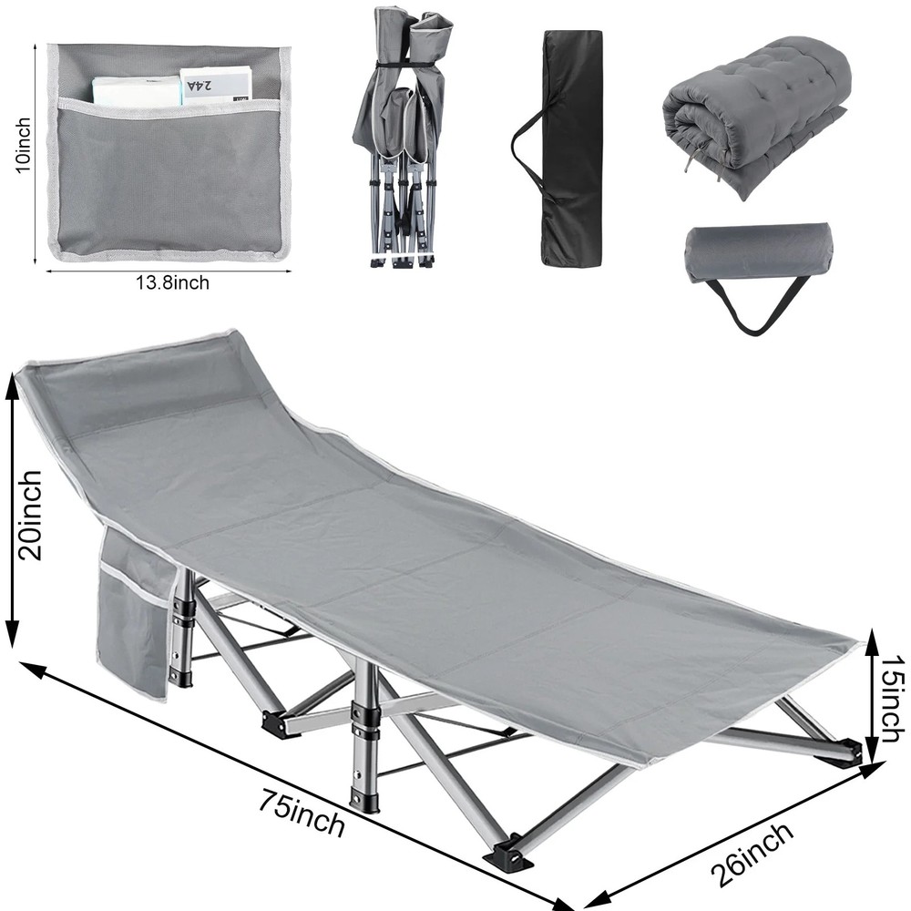 Folding Bed Cot with Pillow, 2 Sided Mattress Heavy Duty Folding Sleeping