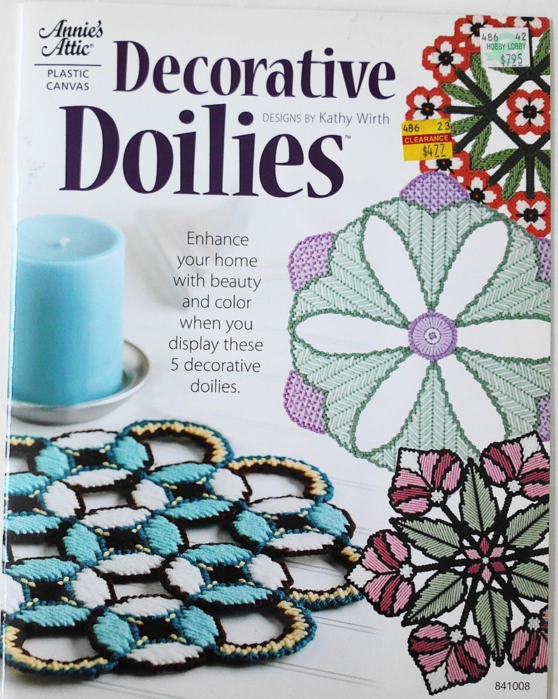 Annie's Attic Decorative Doilies Kathy Wirth 5 Designs Plastic Canvas Pattern