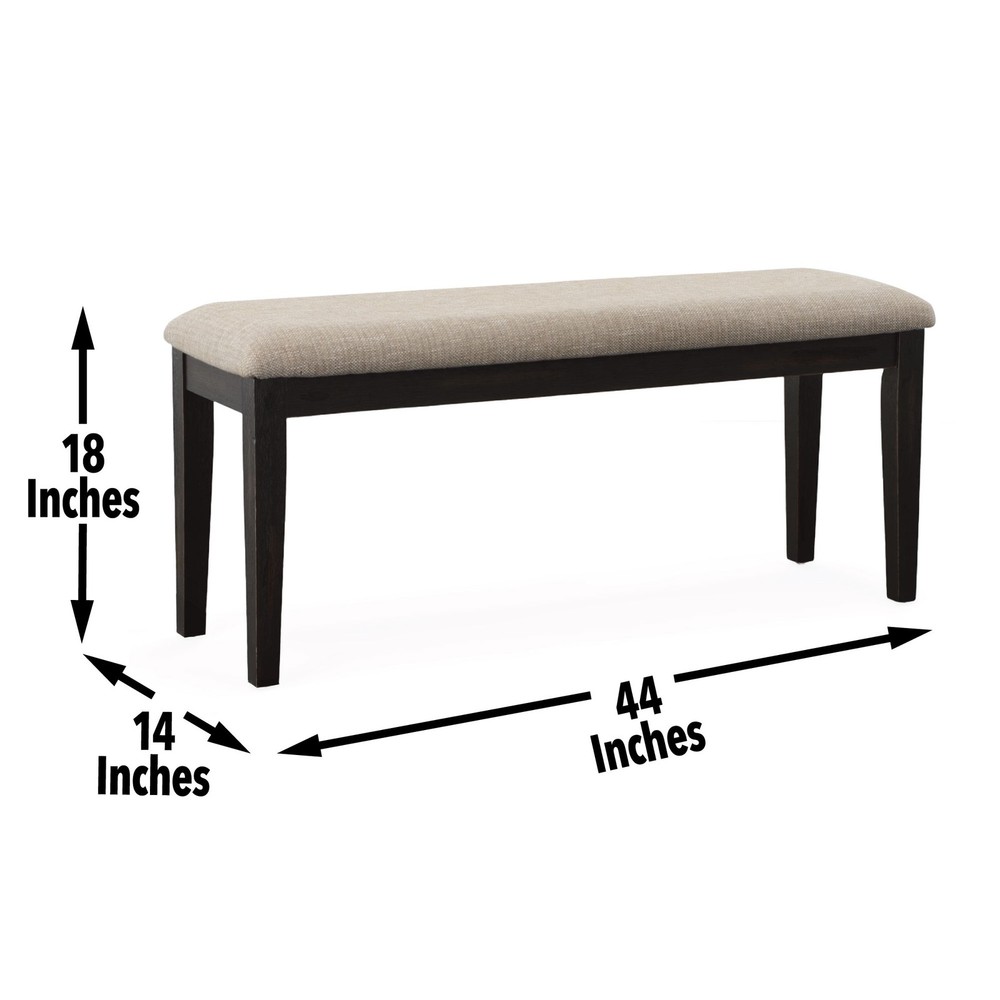 Steve Silver Harington Solid Wood and Polyester Upholstered Bench in Black