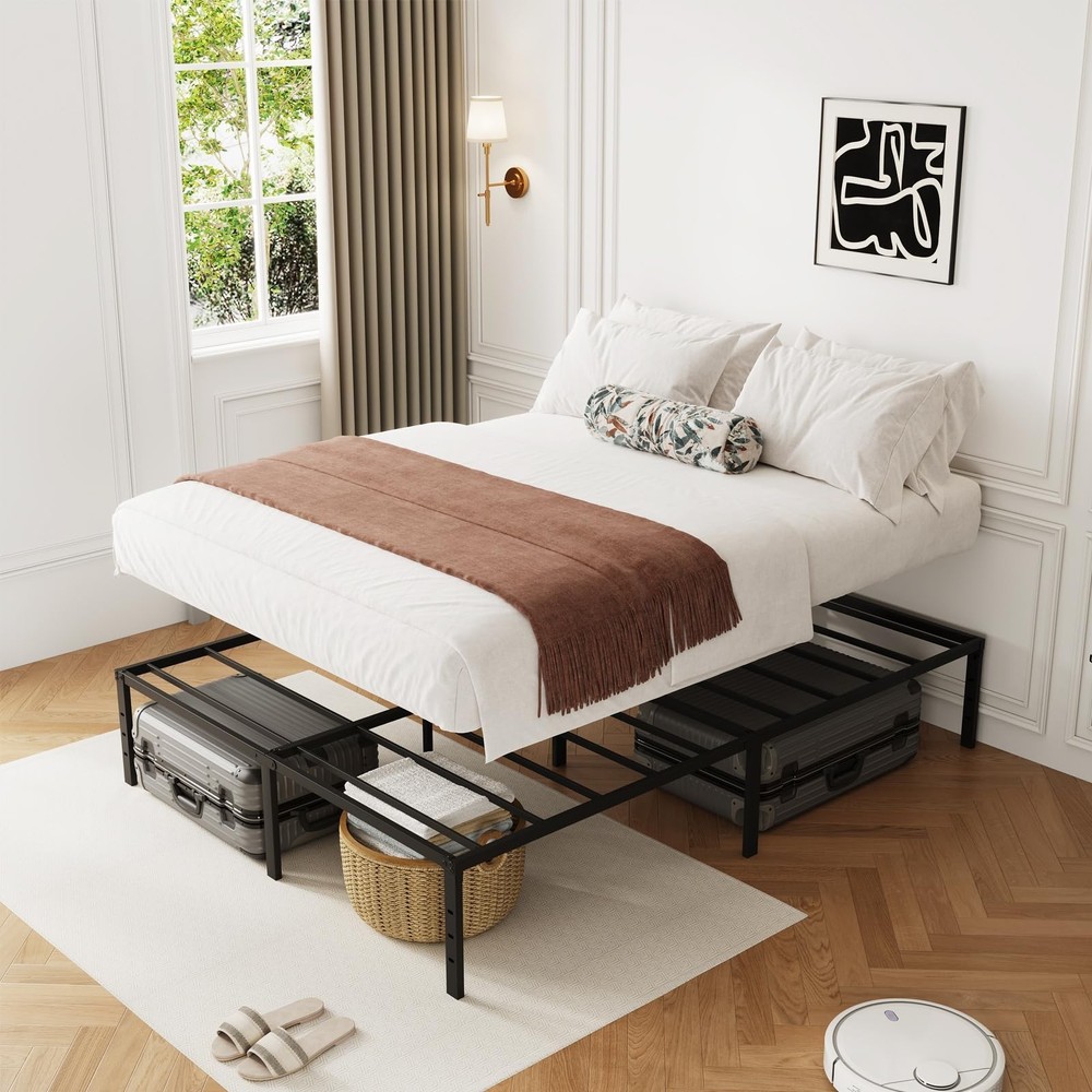 Bed Frame, Metal Platform Bed Frame No Box Spring Needed, Bed with Heavy Duty...