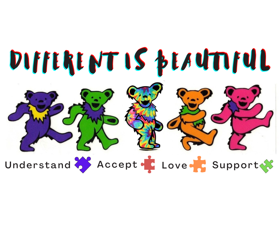 Grateful Dead Dancing Bears Autism Awareness Sticker