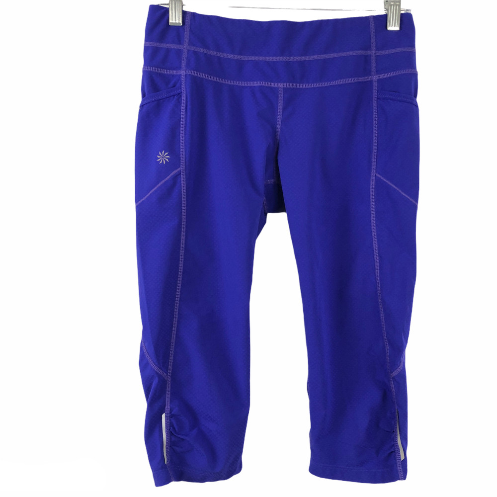 Athleta Dobby Be Free Knicker Crop Pants Women's Small Blue