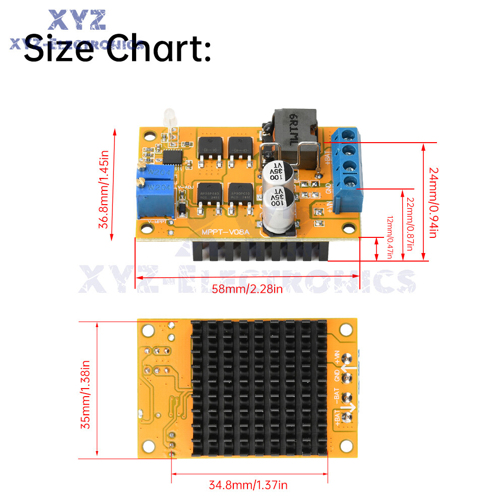 DC8-28V 5A 100W MPPT Solar Charging Panel Regulator Controller 9V 12V 24V Switch