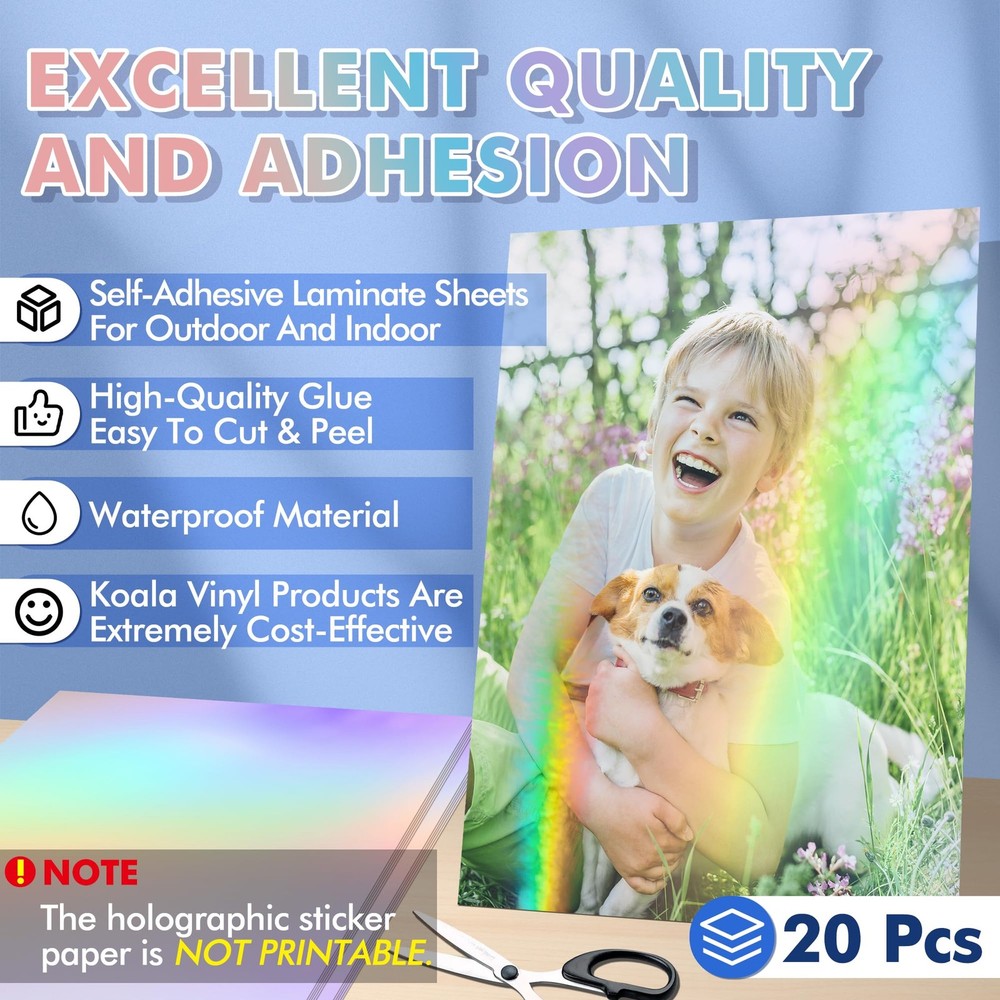 Koala Holographic Laminate Sheets A4 Sticker Metallic Iridescent