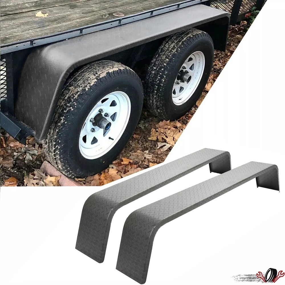 (2)- Steel Diamond Tread Plate Tandem Axle Trailer Fenders 10" X 72" X 13"
