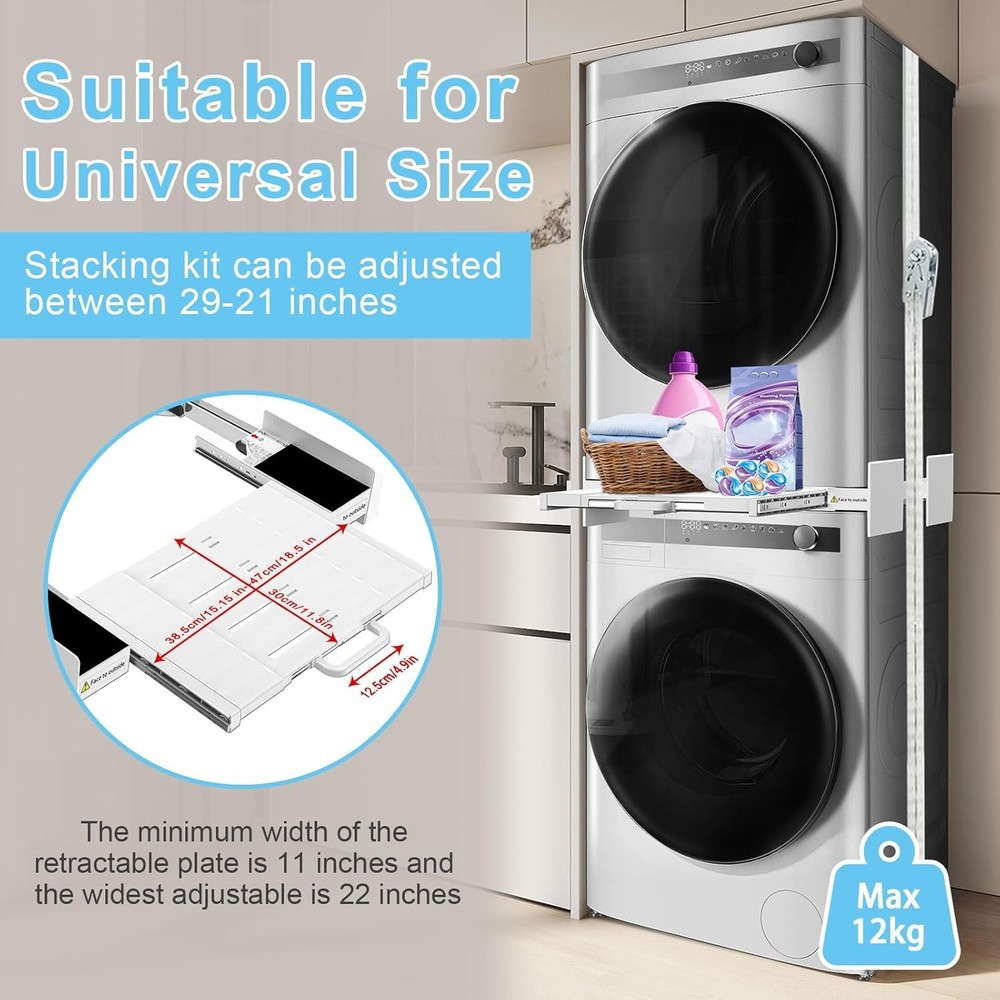 Washer Dryer Stacking Kit, Universal Washer Dryer Stacking Kit with Pull-Out Sli