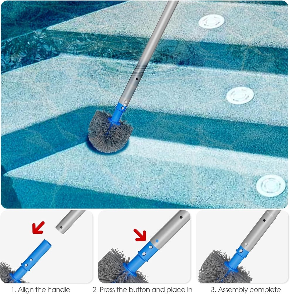 Versatile Pool Brush with Lightweight Design & Universal Pole Compatibility