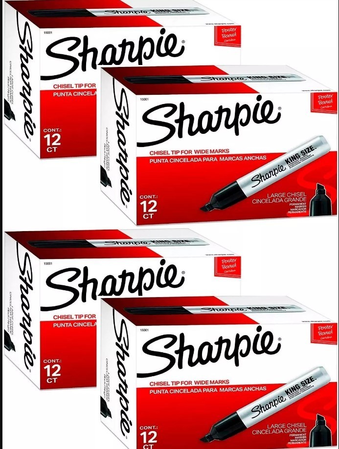 Sharpie - King Size Permanent Markers Chisel Tip Black - 48 Pack