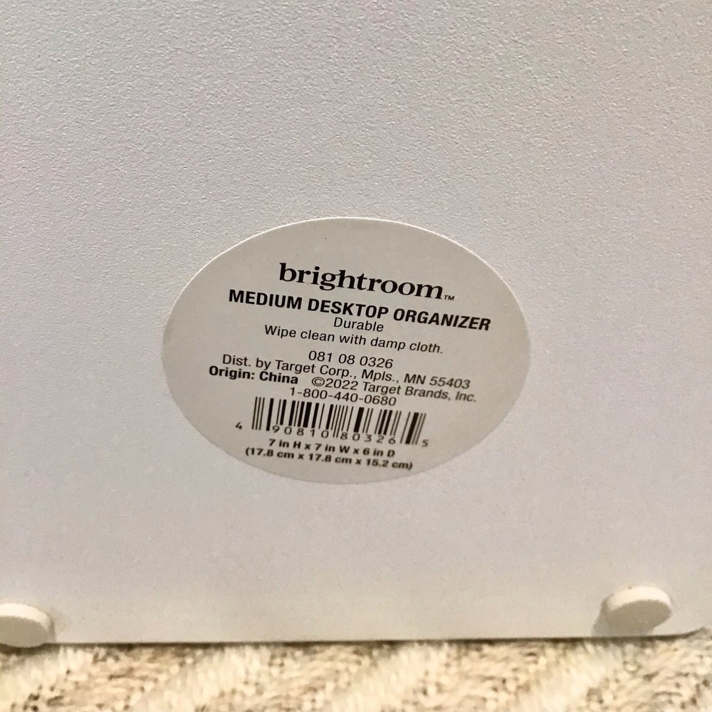 Bright Room White Mesh Desktop Organizer 7”x7”x6”Deep