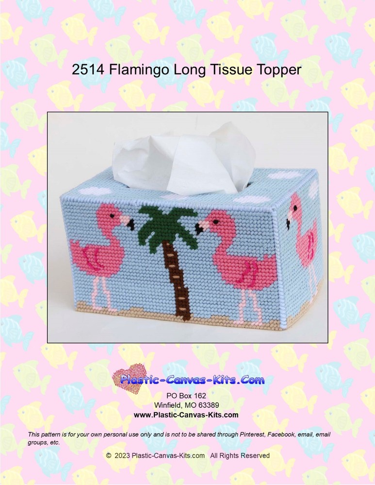Flamingo Long Tissue Topper-Plastic Canvas Pattern or Kit