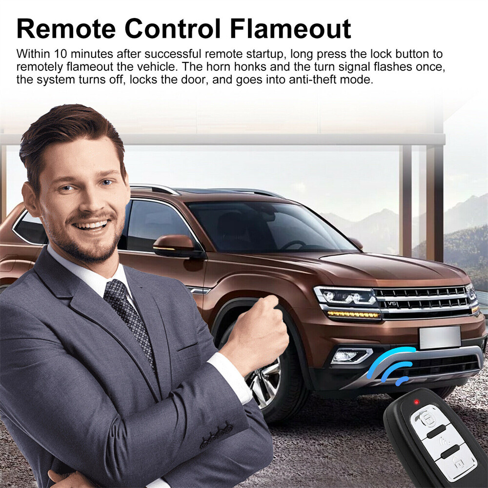 Car Keyless Entry Engine Start Alarm System Kit Push Button Remote Start Stop