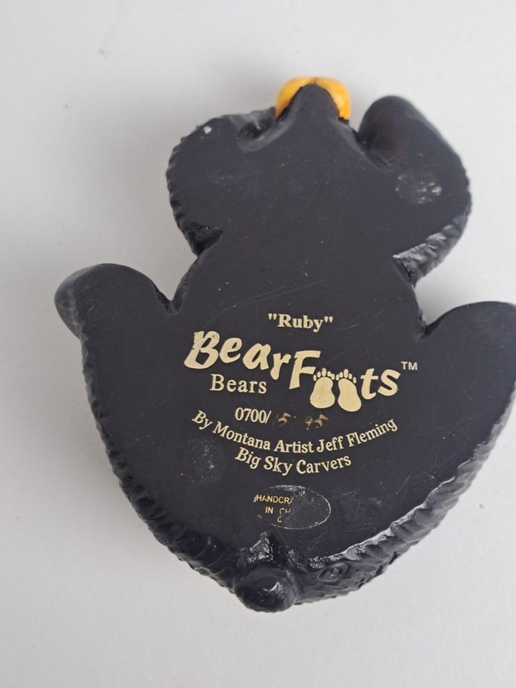 BearFoots Big Sky Carvers Jeff Fleming 'RUBY' Lying Down Resin Bear Figurine