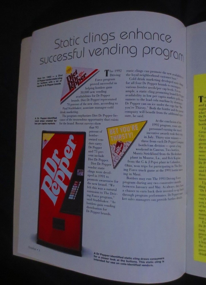 DR PEPPER CLOCK DIAL FALL 1992 MAGAZINE