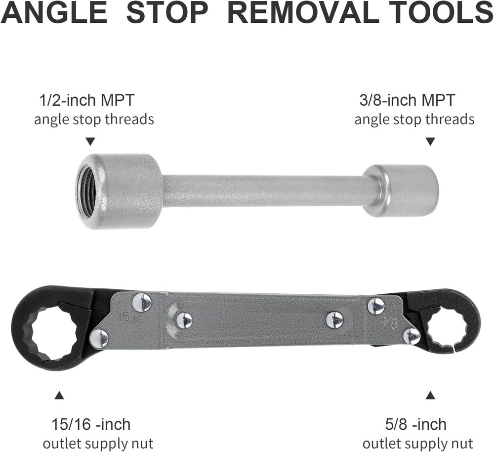 Plumbing Tools Angle Stop Wrench Kit Removing Compression Ring Angle-On for Inst
