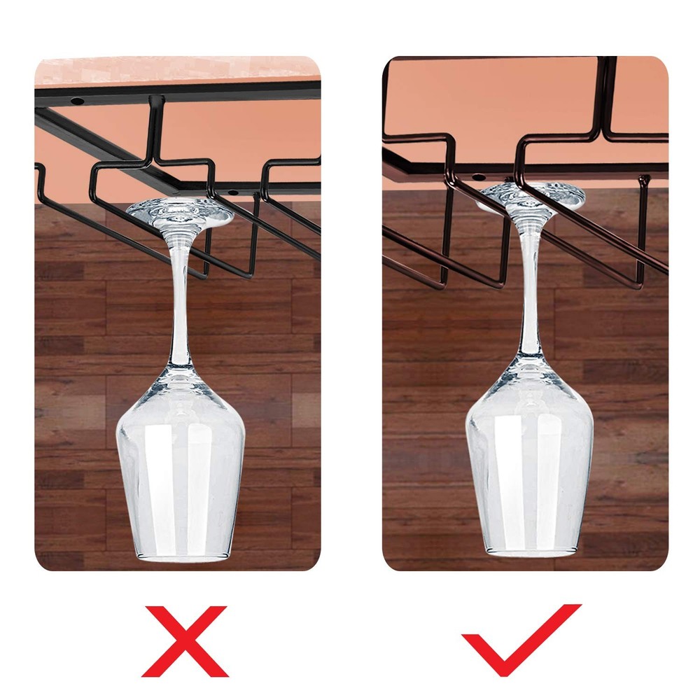 4 Rows Wine Glasses Rack Under Cabinet Stemware Rack for Cabinet Kitchen