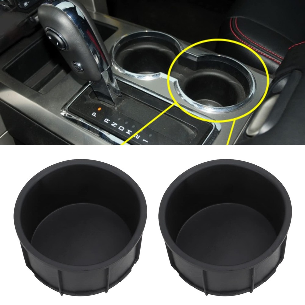 Aramox 2Pcs Cup Holder Insert Liner, Black Center Console normal,