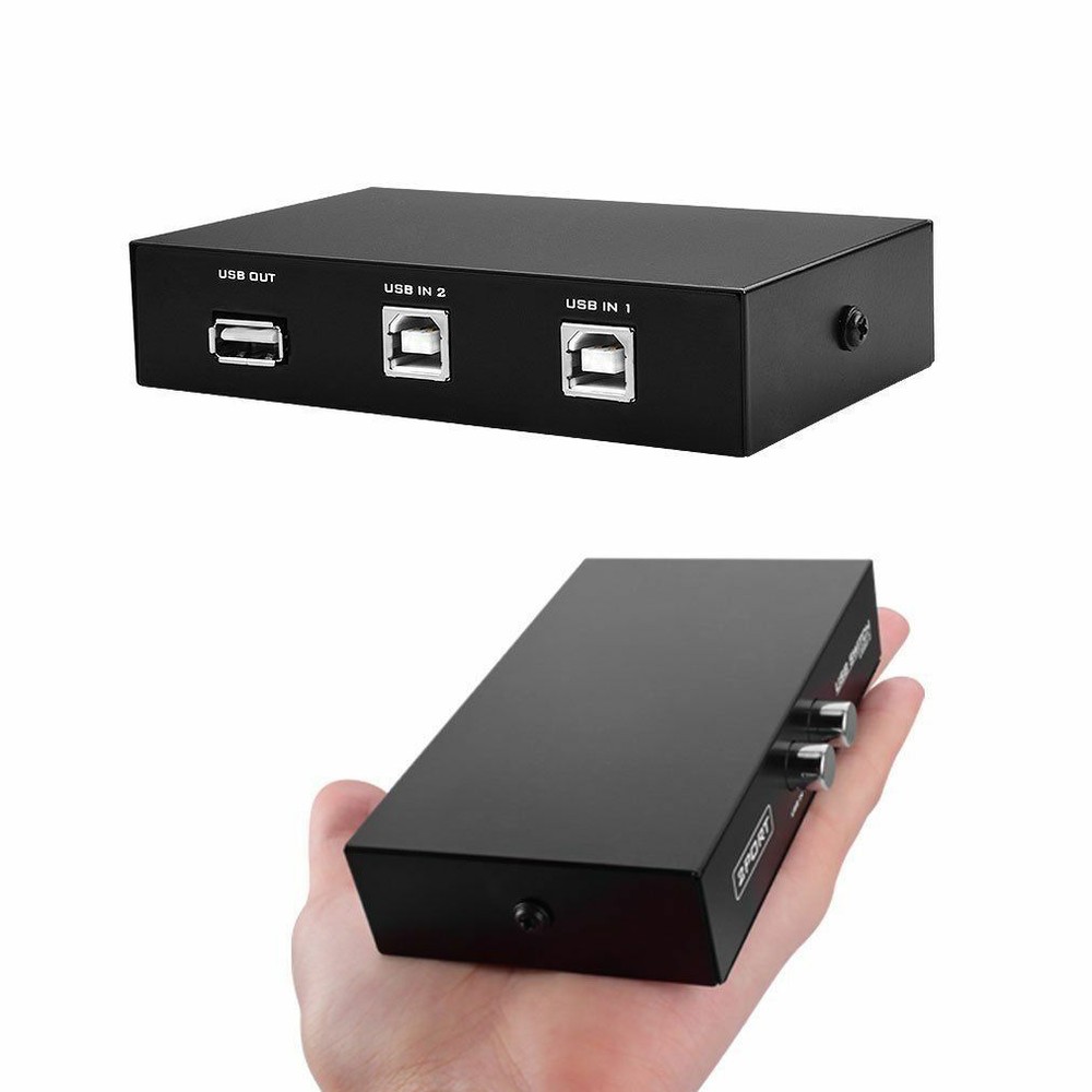 2 Port USB 2.0 Manual Sharing Switch Box Share Hub Selector for PC Printer Keybo
