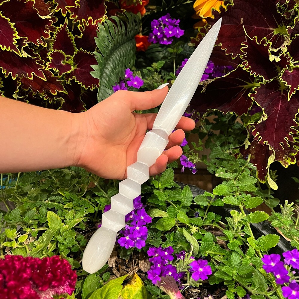 EXTRA EXTRA LARGE Hand Polished Selenite Sword with Heart Shape Handle ~ 12"-14"