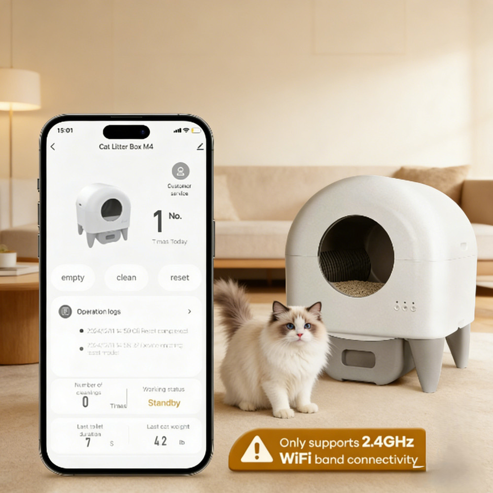 Used 95L Automatic Cat Litter Box, APP Control, Odor Control, Safety Sensor