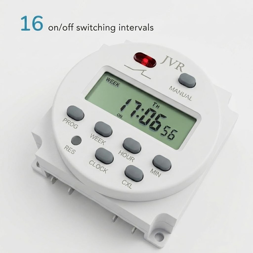 12V Timer Switch - Programmable, DC/AC/Solar Battery Powered | 12 Volt White