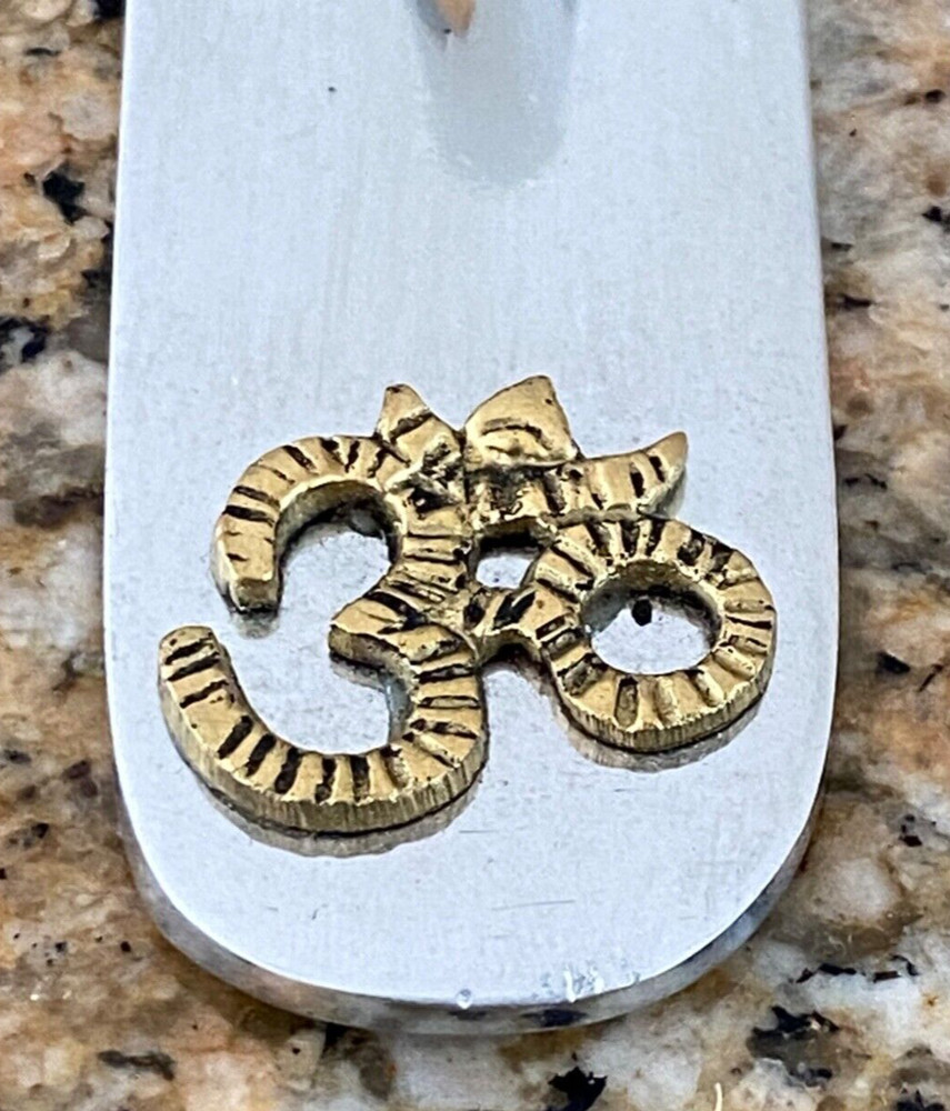 OM Symbol Solid Aluminum & Brass Stick Incense Burner 9.5”